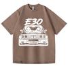 Retro Vasket Vintage T-skjorte E30 Bil 100% Bomull T-skjorte Fleece Tykk Varm Dame Herre Hip Hop Trykket Rund hals T-skjorte