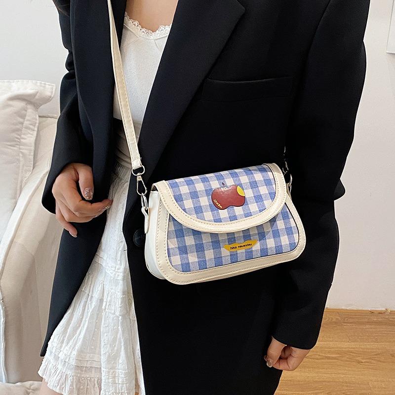 Autumn Popular Plaid Small Bag Women's New Fashion Simple Underarm Small Square Bag Casual Commuter Messenger Bag