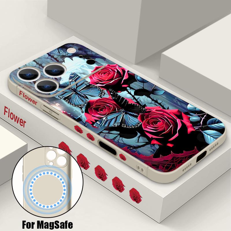 Etui do iPhone 17 Pro Max Kolorowy Wzór Malarstwo Olejne Kwiaty Róż Magnetyczne Dla Magsafe Miękkie Etui Do iPhone 16 15 14 13 Pro Max 17E 16E