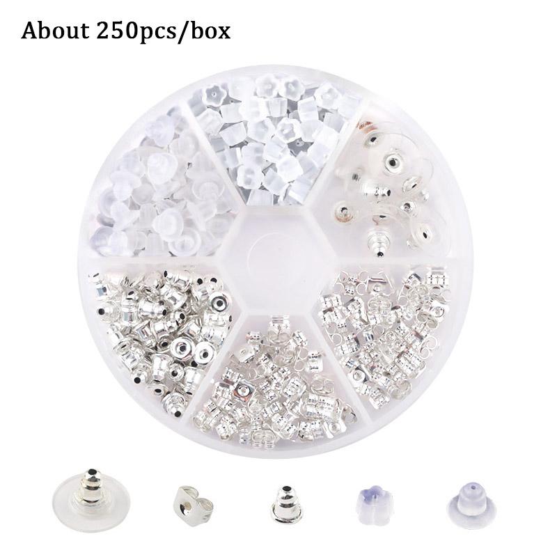 Jewelry Findings Set open jump rings Loose spacer beads Earring hooks Rubber Earring Backs for Jewelry Making DIY handicraft