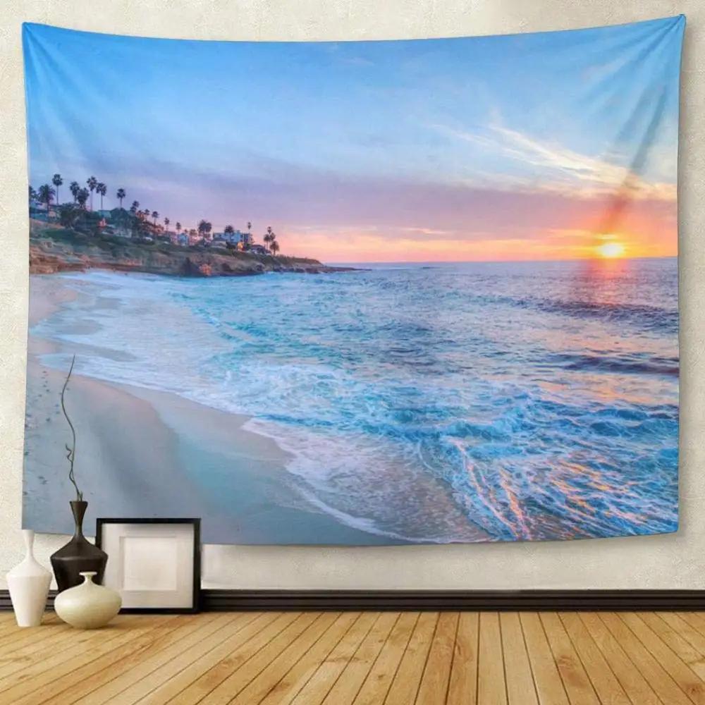 Sunset Scenery Tapestry Beach Tapestry Palm Tree Tapestry for Kids Boys Girls Teens Decor Wall Hanging for Bedroom Living Room