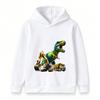 Kids Boys Girls Hoodie Sweatshirt Cool T-Rex Dinosaur Excavator Dump Truck Print Casual Pullover Hooded Tops for Construction Dino Fans