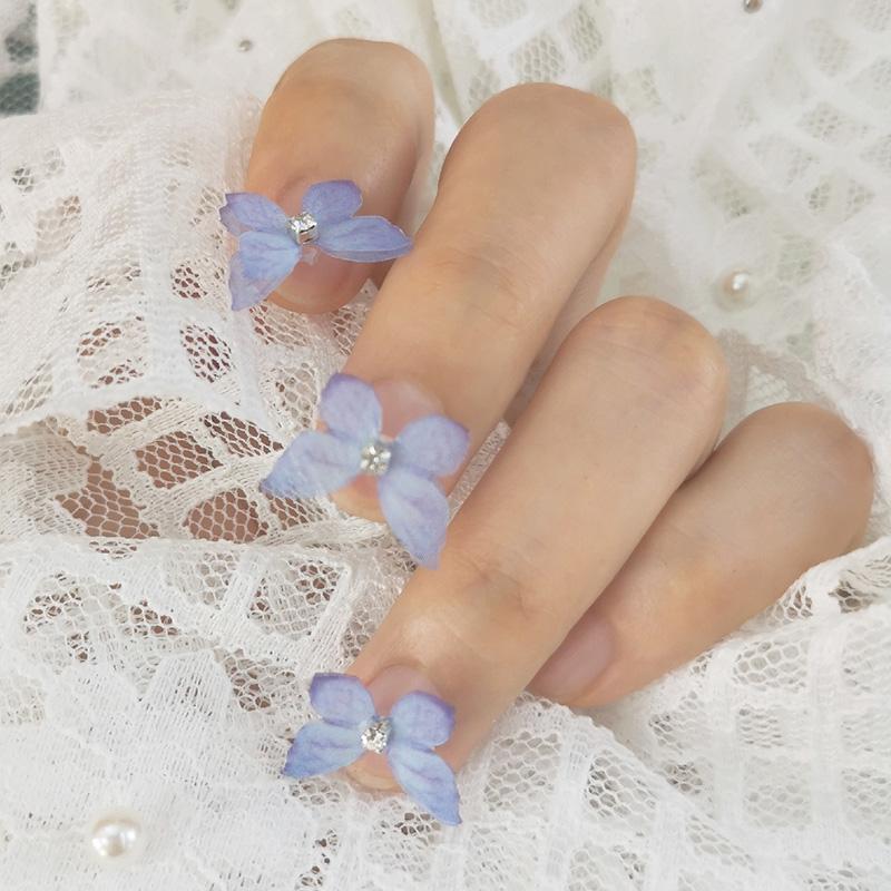 10Pcs/Set Double Layer Butterfly Chiffon Mini Nail Diamond 3D Lace Patch DIY Earrings Headdress Decorative Applique