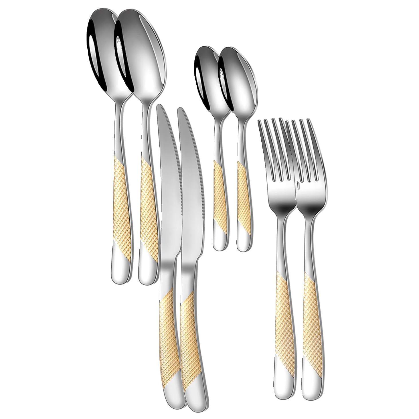 

Набор столовых приборов из нержавеющей стали с золотым зеркальным покрытием, медный набор столового серебра, ложка из розового золота