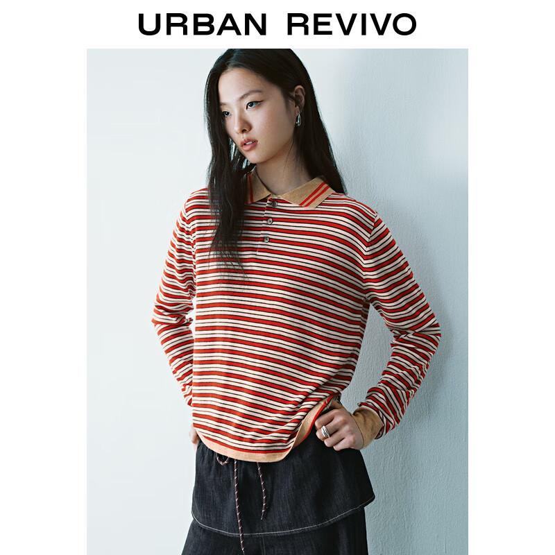 UR Women's Retro Striped Polo Knit Shirt