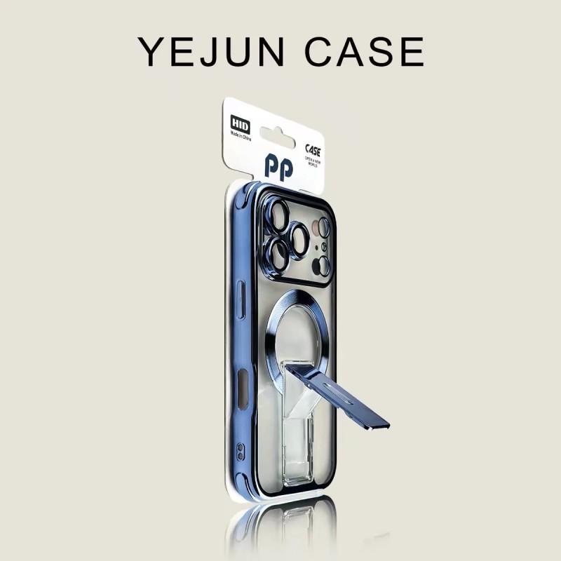 Transparent Electroplated TPU Phone Case With Magnetic Foldable Kickstand IPhone 17 Pro Max 16 15 Series Shockproof iPhone 17