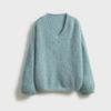 Retro V-Neck Lambswool Cashmere Bouclé Sweater