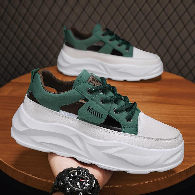 Shoes Spring New Student Campus Youth Style Leather Surface Casual Shoes Thick Sole Heightening Sports Super Shoes