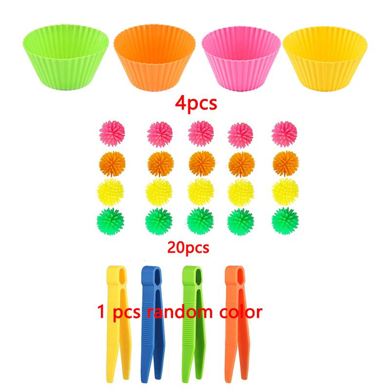 Montessori Early Education Children's Fine Movement Toys Rainbow TPR Soft Ball Color Sorting Math Counting Toddlers Board Game