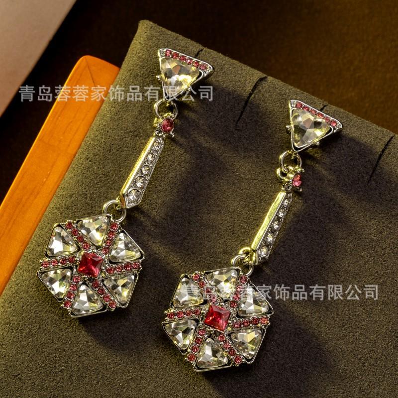 Hot Products From Europe America Exaggerated Temperament Light Luxury All Rhinestone Zircon Earrings Women's Long Style Atmospheric High-end