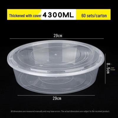Deshangyuan Contenants à emporter ronds jetables en plastique de 4300 ml avec couvercles (60 ensembles)