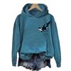 Womens Casual Hooded Sweatshirt With 3D Printed Graphic Long Sleeve Loose Fit Pullover
