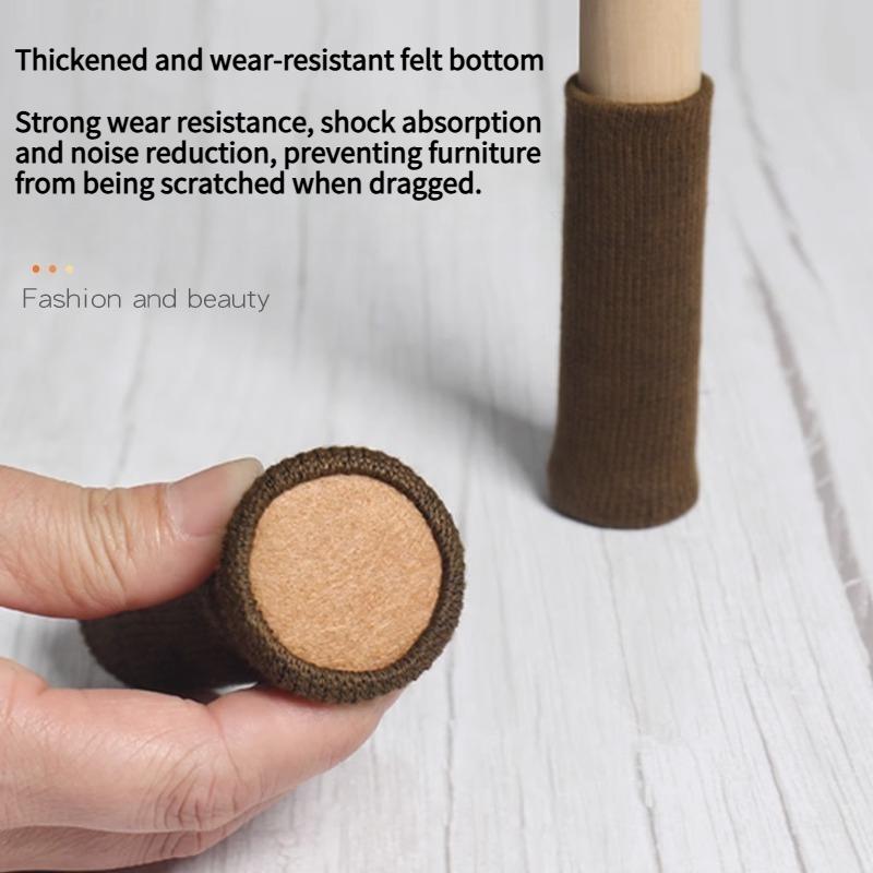 4PCS Thickened Felt Chair Foot Cover Wear Resistant Table Legs Floor Table Feet Chair Legs Protective Cover Stool Foot Cover Table Chair Foot Mat
