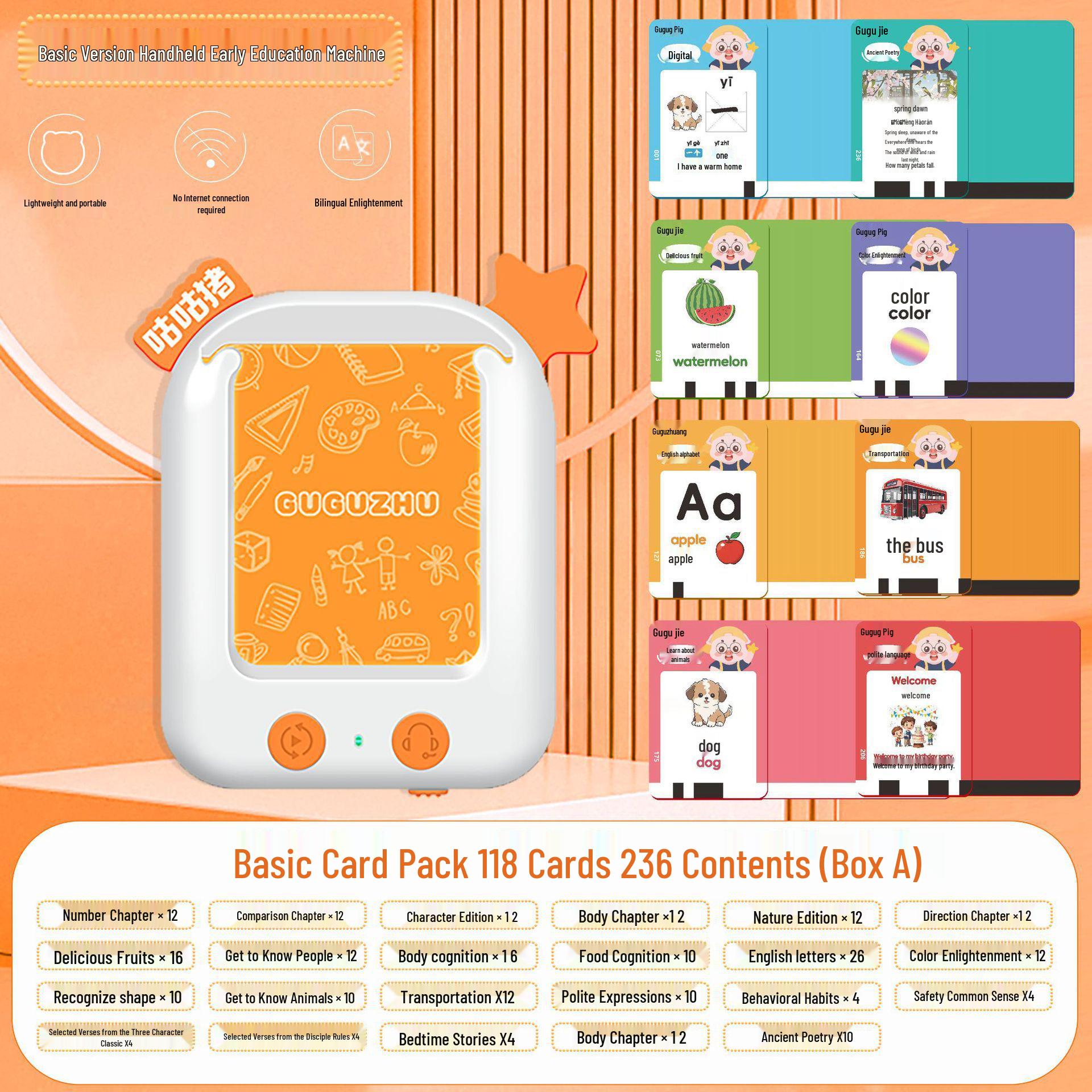 Bilingual English-Chinese Early Education Card Reader for Toddlers (0-3 Years)