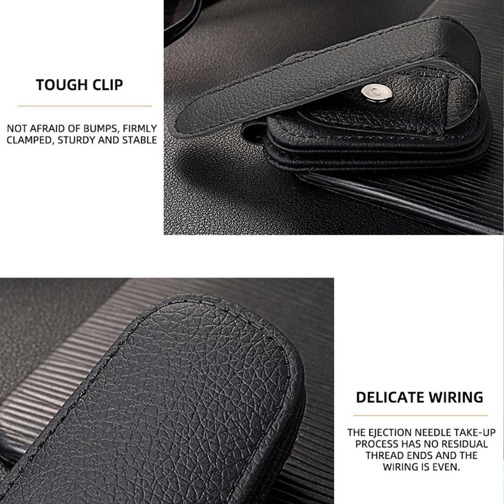 1pcs Car Sun Visor Clip Glasses Cards Case Auto Sunglasses Visor Glasses Holder Sunglasses Bracket Pu Leather Glasses Support