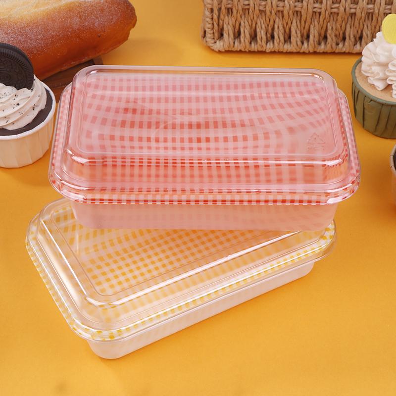 10Pcs Plaid Disposable Rectangular Plastic Packing Box With Lid Cream Cake Sale Package Box Picnic Bento Sushi Bread Containers