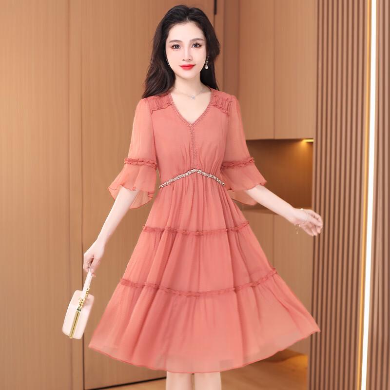 

Ke Bei Er Elegant Pink Summer A-Line Dress XL