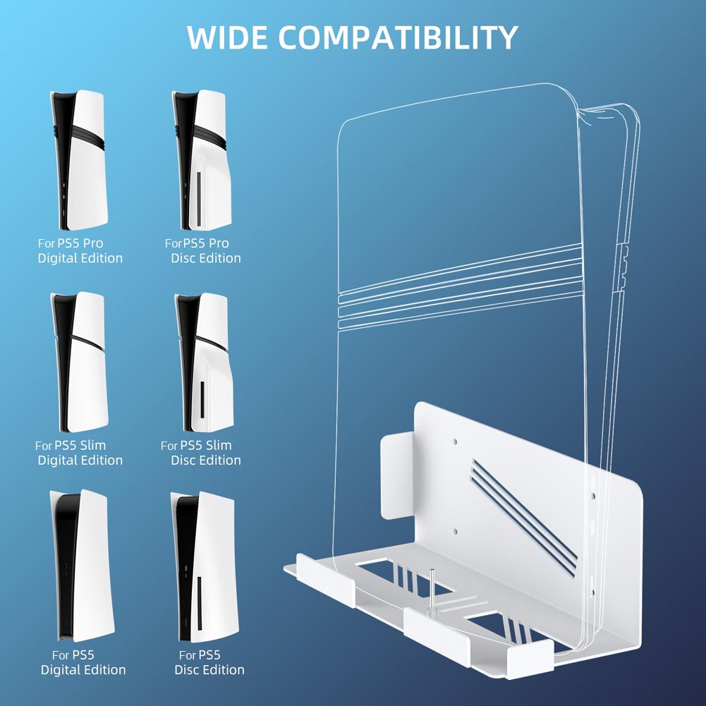 Wall Mount Host Universal Wall Bracket Space Saver Hanging Wall Holder Host Stand for PS5 Pro/PS5 Slim/PS5 Console