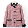 Elegant Chinese-Style Cotton Jacket for Middle-Aged Women: Stand Collar & Frog Buttons, Perfect for Autumn/Winter.