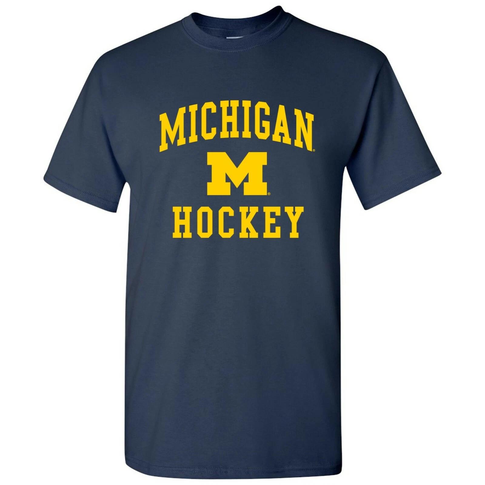 University of Michigan Wolverines Arch Logo Hockey T Shirt - Navy S
