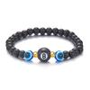 European-American Blue Evil Eye & Black Hematite 8mm Beaded Bracelet 