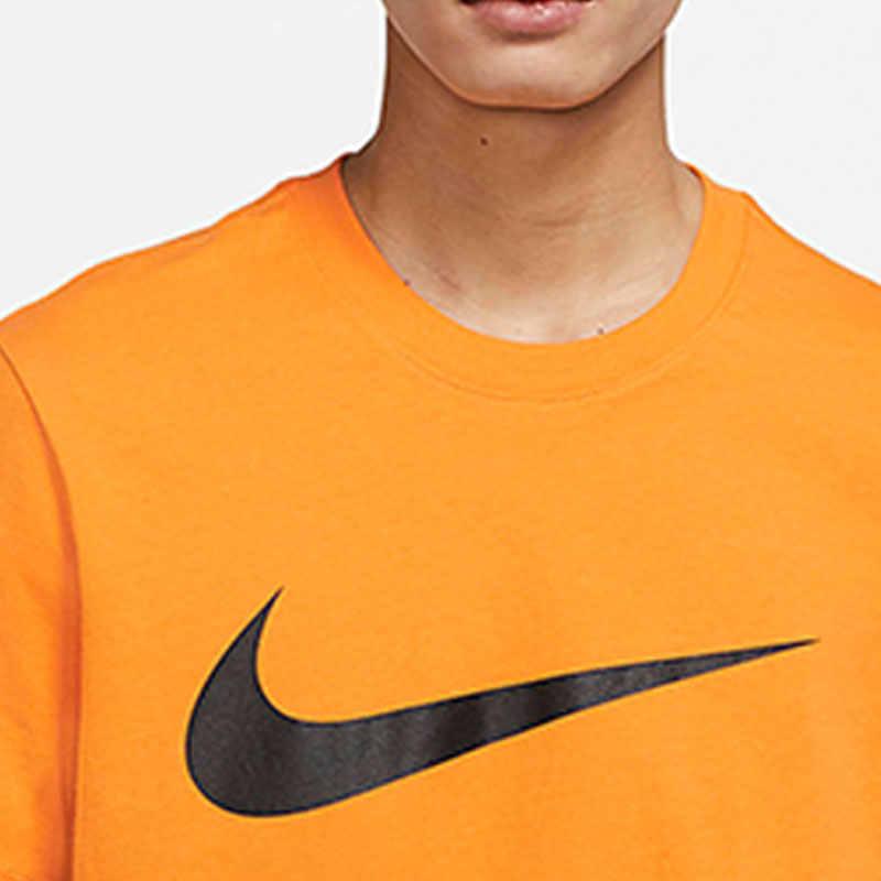 Nike Large Logo Print Crew Neck T-Shirt Men Tops Orange BV0628-833