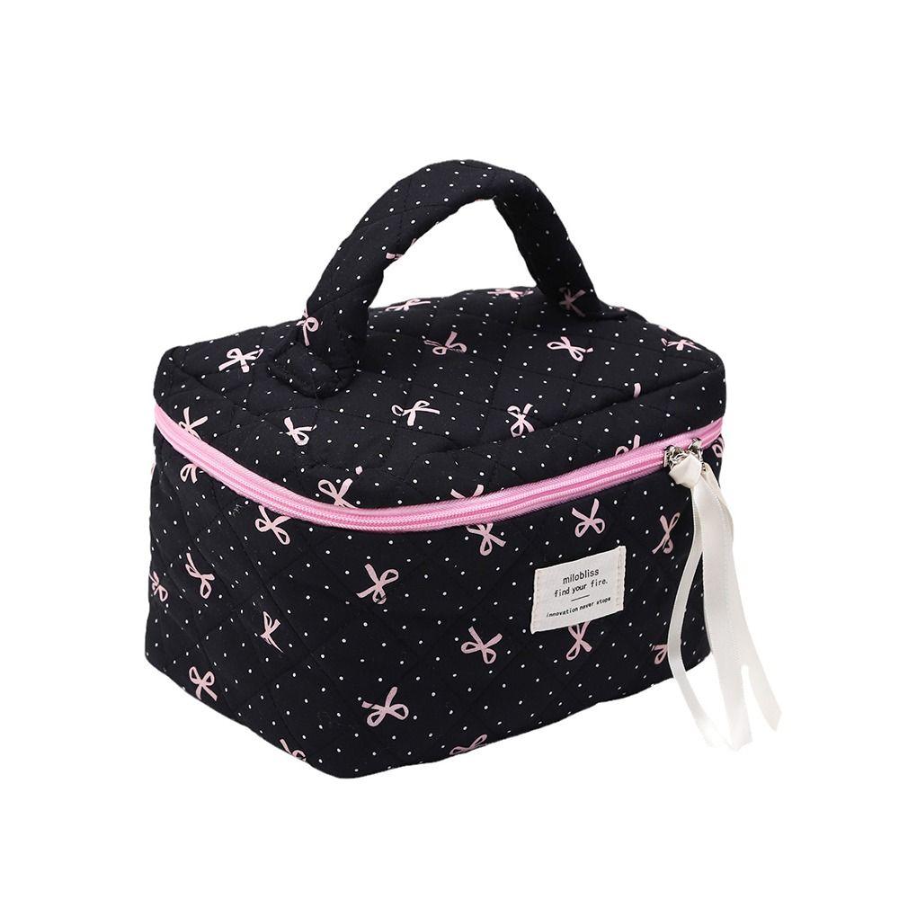 

Стьобана косметичка в горошок, велика кокетка, чорна бавовняна косметичка Small чорний