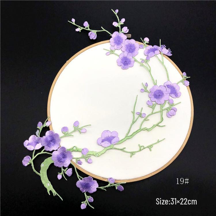 Plum Blossom Embroidery Cheongsam Patch - Chinese Style Decorative Flower Cloth Embellishment