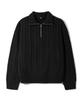 TRILLION Washable Half-Zip Collared Cable Knit (Pure Black)