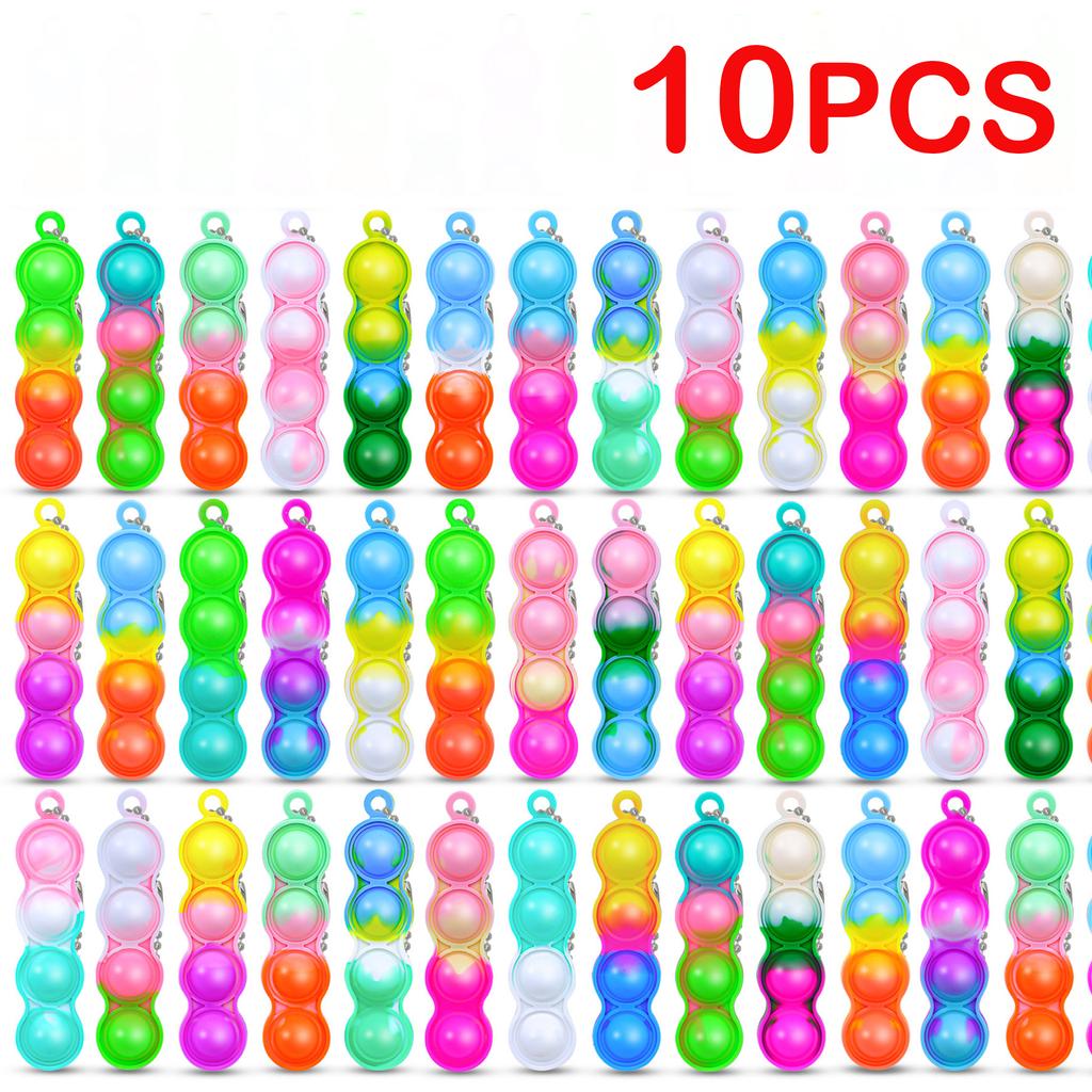 10/30/50Pcs Mini Keychain Pop Push Bubbles Fidget Toys Stress Relief Sensory Toys Children Classroom Prizes Gifts New