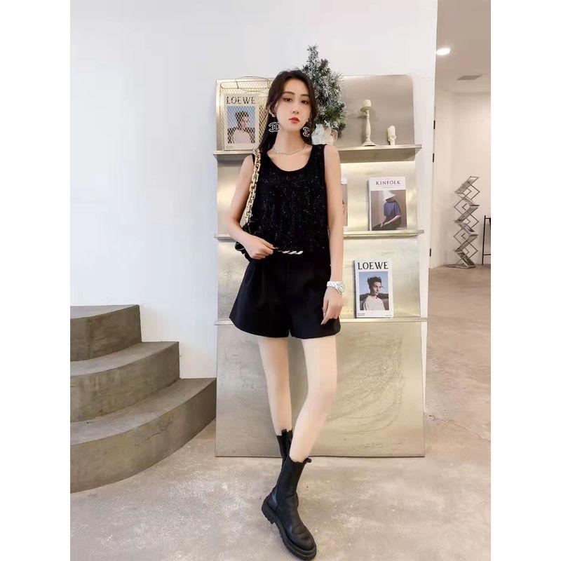 

European Goods Full Diamond Spring Summer Slim-Fit Slimming Shirt Vest Black Black Diamond XL