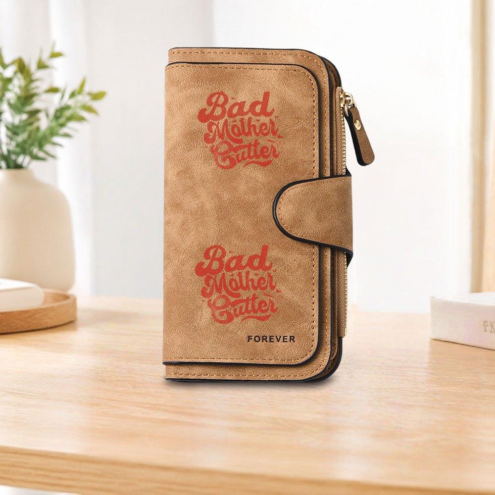 Bad Mother Fatter long zipper wallet, large-capacity card holder, unisex clutch bag, stylish zippered coin purse, suitable for daily use, a great