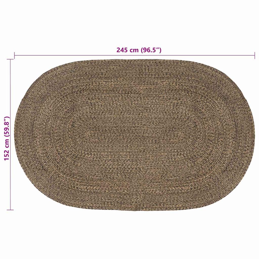 Area Rugs Black 152 x 245 cm Jute