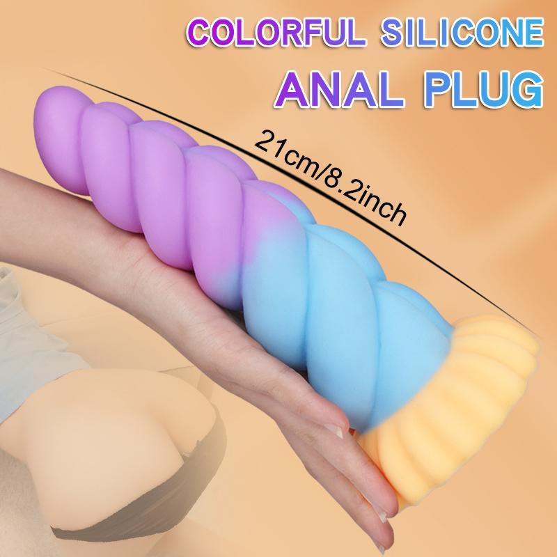 Bunter weicher Dildo mit starken Saugnäpfen, weicher realistischer Anfängergebrauch, Analplug, weibliches Sexspielzeug
