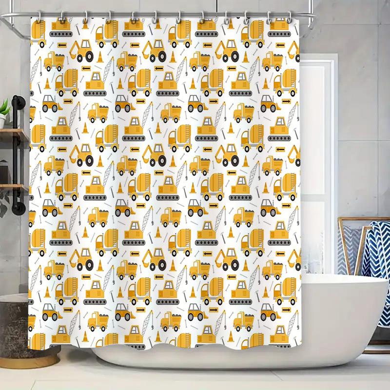 

Construction Truck Shower Curtain Waterproof Farm Tractor Bathroom Decor Van Boys Room Modern Pattern Liner W60H190(CM)-1 Pcs
