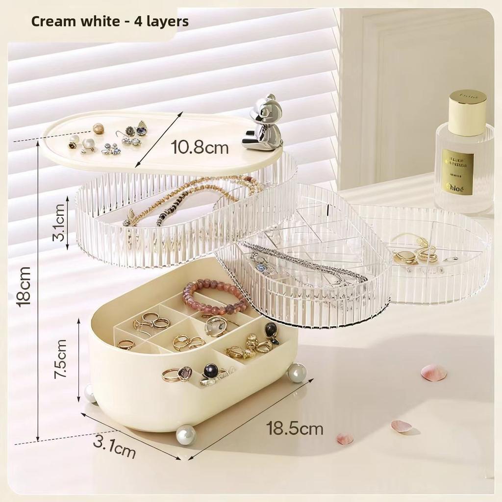 Desktop Four-layer Rotating Multi-compartment Storage Box for Household Skin Care Products