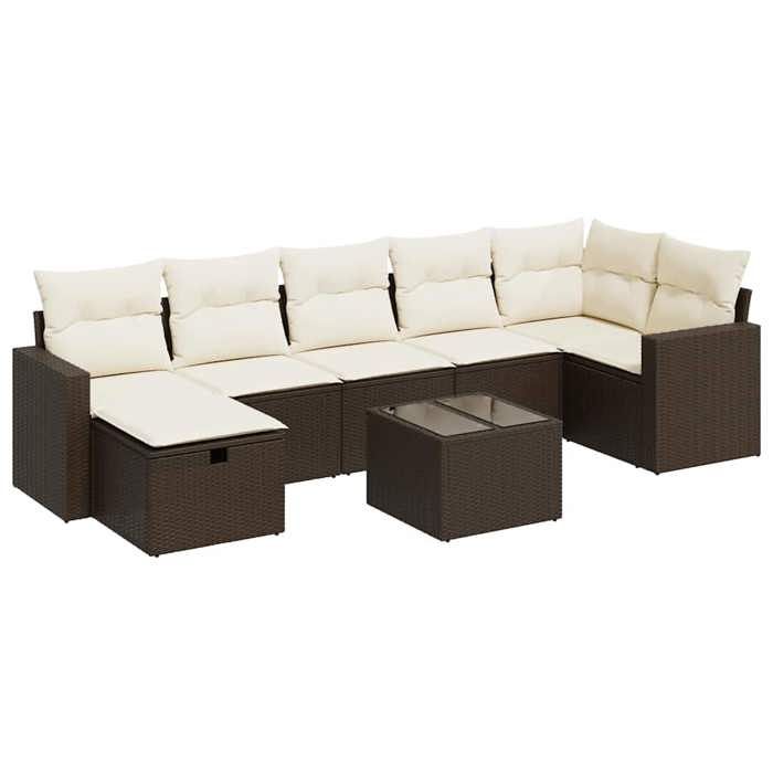 VidaXL Salon de jardin 8 pcs avec coussins marron résine tressée 3325419