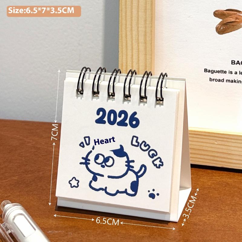 1Pcs Cartoon Portable Coil Monthly Calendar Planner 2026 Horse Year Mini Desk Calendar Office And Home Decor Year'S Present