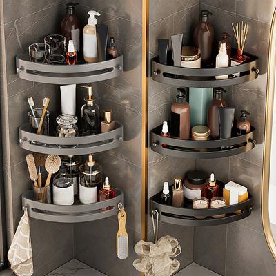 Estante de Tres Pisos para Baño Sin Clavos Estante de Esquina para Ducha Estante de Plástico para Champú Estante de Almacenamiento para Suministros de Ducha Accesorios de Baño