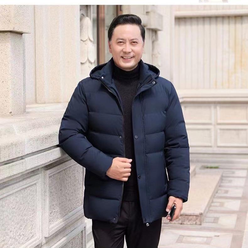 Men's Fleece-Lined Cotton-Padded Jacket: Warm Winter Coat for Middle-Aged and Elderly