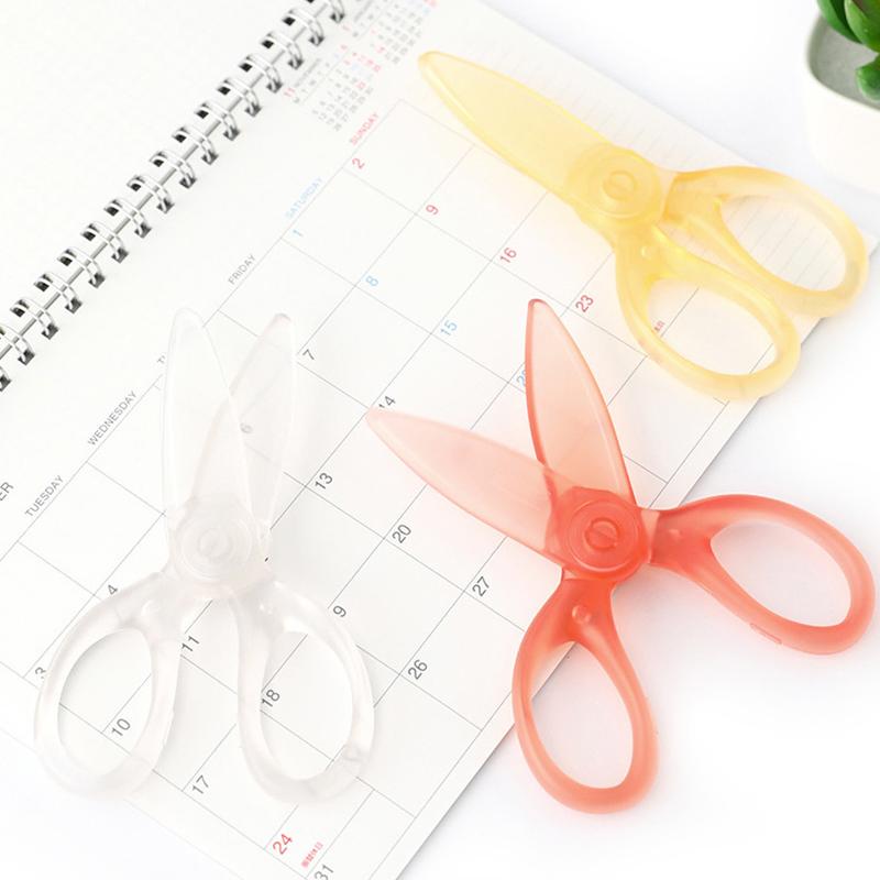 Transparent Safety Plastic Scissors Stationery Student Kids Diy Paper Cutting School Supplies