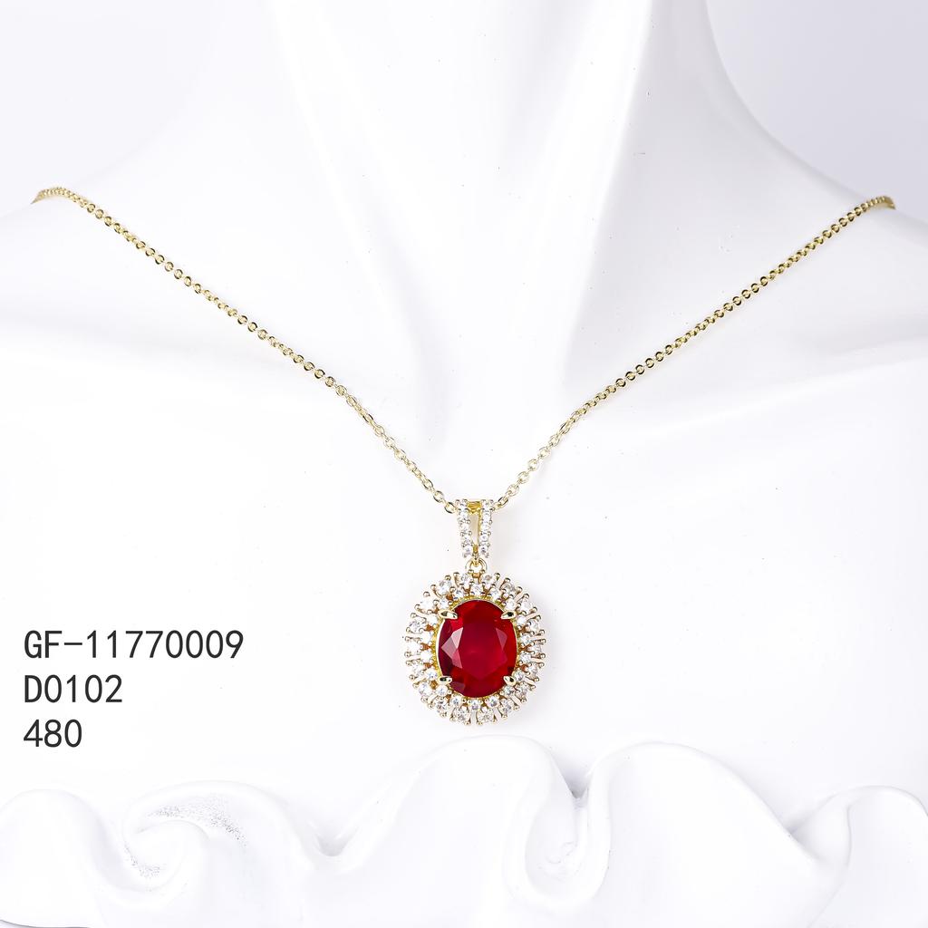 CM Jewelry Fashion Brass Custom Made Fine Jewelry Zircon Light Luxury Ladies Gifts Emerald Ruby Pendant Necklace