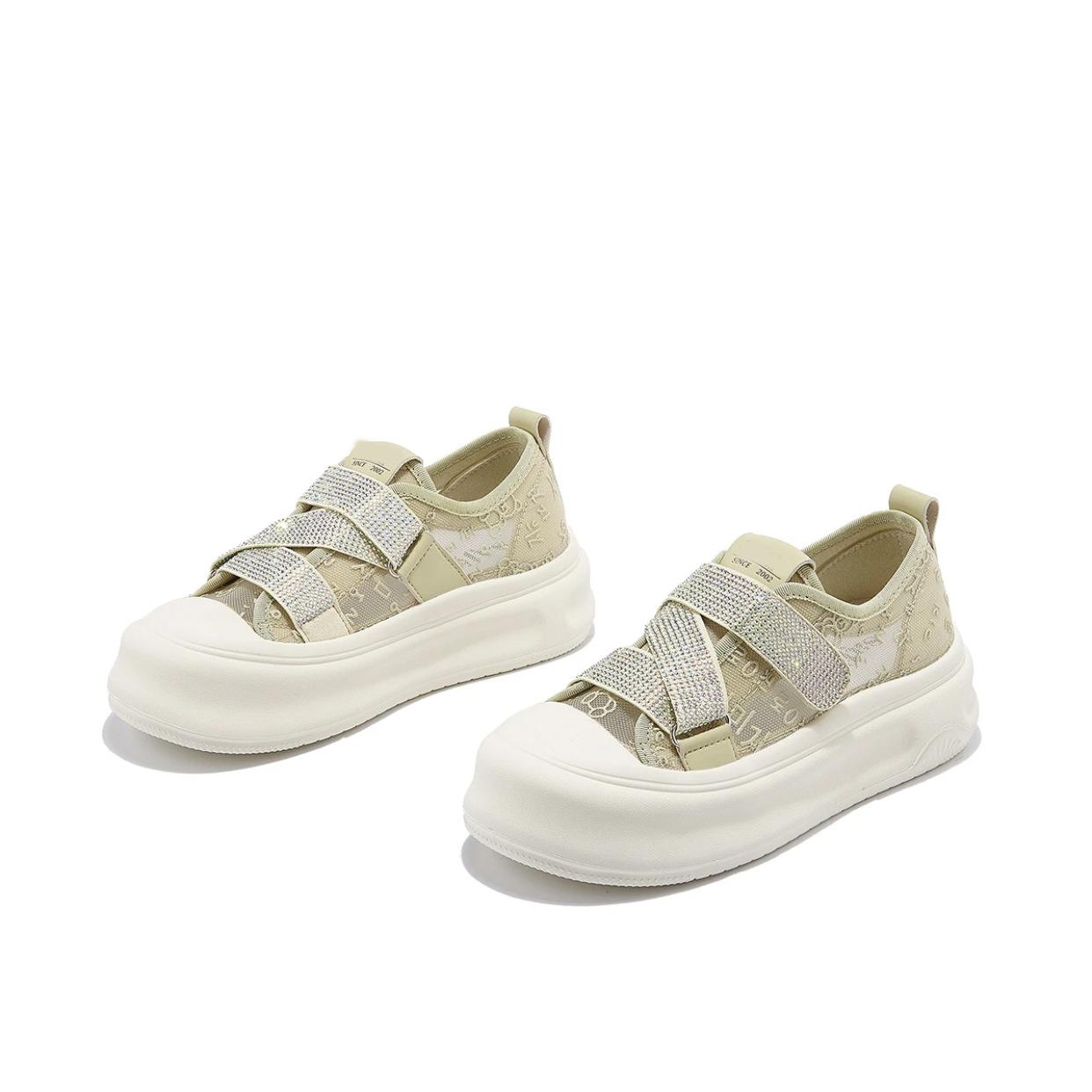 

Туфли на платформе со стразами и липучками белого цвета для женщин, летние, новые, универсальные, дышащие, сетчатые, спортивные, повседневные туфли Borad 40 зелёный