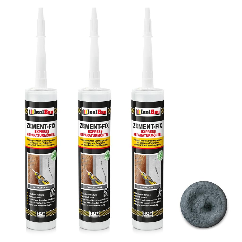 IsolBau Zement-Fix Repair and Sealing Mortar Dark Gray 3 x 300ml