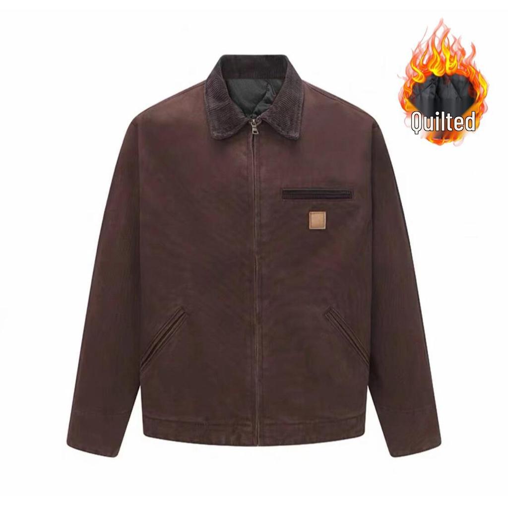 Men's Retro Heavyweight Washed Detroit Jacket: Autumn/Winter Loose Fit Trendy Ruffian Cool Style.