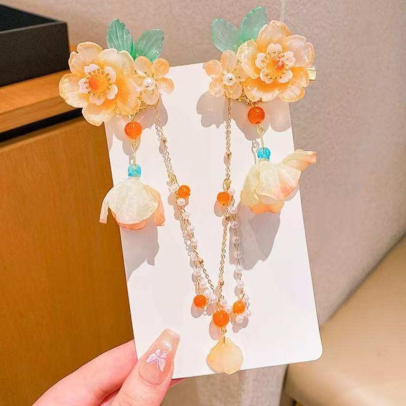 Children s Chinese Hanfu Hair Accessories: Princess Headdress with Tassel Forehead Chain for New Year Celebrations
