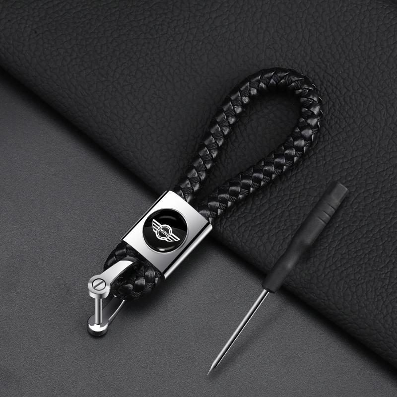 1Pcs Leather Key Chain Car Keyring Pendant Keychain Decor Styling For MINI Cooper Fridge One S F56 R57 R58 R60 JCW Countryman Clubman