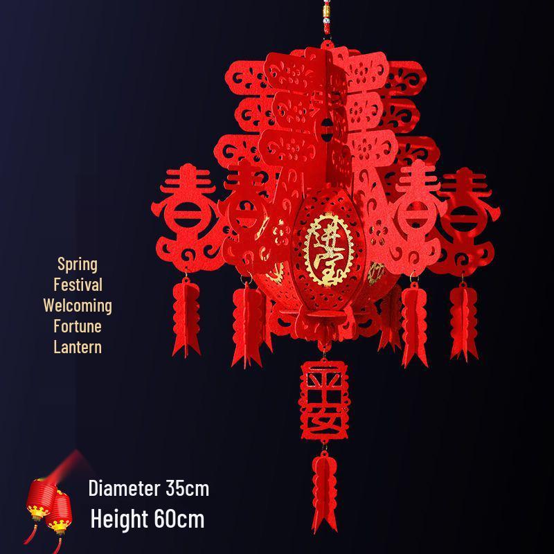 2025 New Year Red Lantern with Fu Character - Spring Festival Indoor Decorations