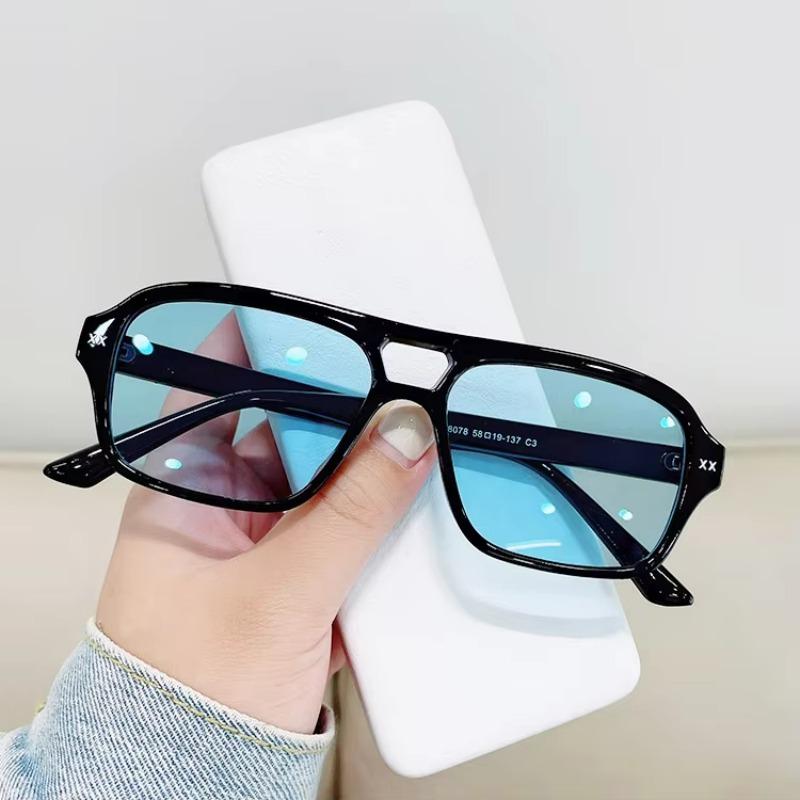 Vintage Casual Double Beam Square Candy Color Women's Fashion Sunglasses Summer Vacation Beach Accessories