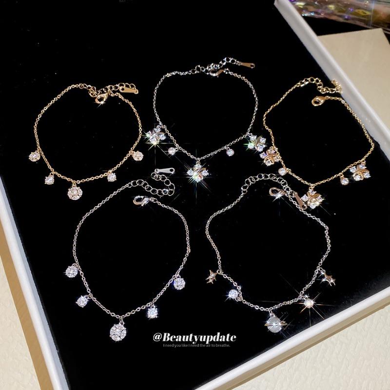 Korean Ins Zircon Saturn Flower Bracelet Light Luxury High Sense Daily Versatile Bracelet Design Sense Niche Jewelry